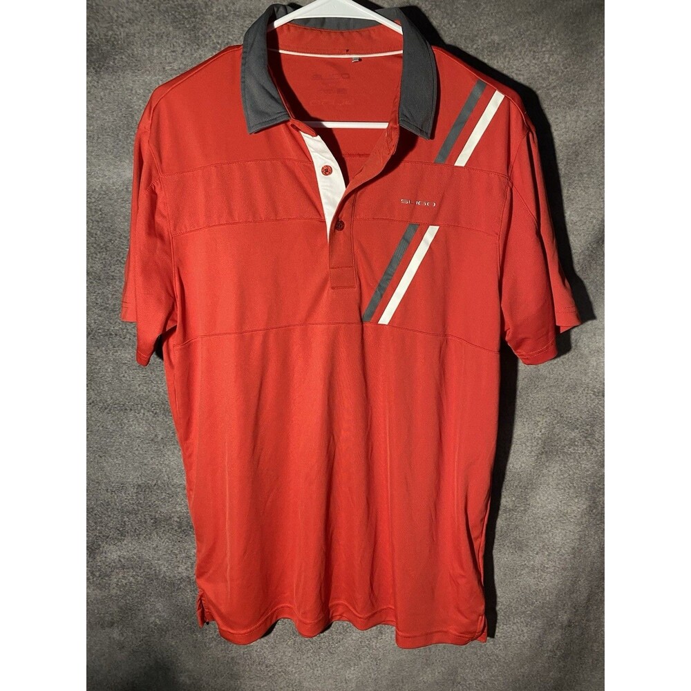 Sligo Men's Small Red Performance Golf Polo Striped Short Sleeve Shirt
